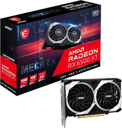 MSI Gaming AMD Radeon RX 6500 XT 64-bit 4GB GDDR6 DP/HDMI PCIe 4 Torx Twin Fans FreeSync DirectX 12 VR Ready OC Graphics Card (RX 6500 XT MECH 2X 4G OC) in Saudi Arabia