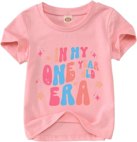 Baby Girls First Birthday Outfit 1st Birthday Shirt in My One Year Old Era Tshirt Bday Party Short Sleeve Tee Tops in Saudi Arabia