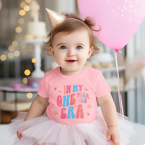 Baby Girls First Birthday Outfit 1st Birthday Shirt in My One Year Old Era Tshirt Bday Party Short Sleeve Tee Tops in Saudi Arabia
