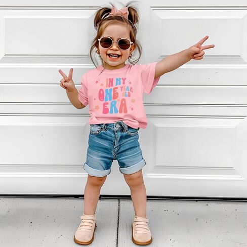 Baby Girls First Birthday Outfit 1st Birthday Shirt in My One Year Old Era Tshirt Bday Party Short Sleeve Tee Tops in Saudi Arabia