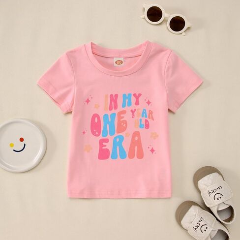 Baby Girls First Birthday Outfit 1st Birthday Shirt in My One Year Old Era Tshirt Bday Party Short Sleeve Tee Tops in Saudi Arabia