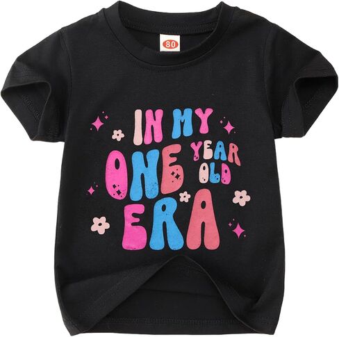 Baby Girls First Birthday Outfit 1st Birthday Shirt in My One Year Old Era Tshirt Bday Party Short Sleeve Tee Tops in Saudi Arabia