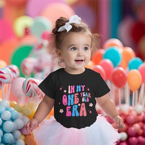 Baby Girls First Birthday Outfit 1st Birthday Shirt in My One Year Old Era Tshirt Bday Party Short Sleeve Tee Tops in Saudi Arabia