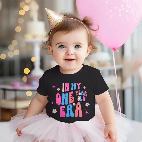 Baby Girls First Birthday Outfit 1st Birthday Shirt in My One Year Old Era Tshirt Bday Party Short Sleeve Tee Tops in Saudi Arabia
