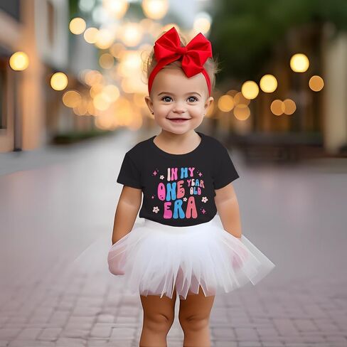 Baby Girls First Birthday Outfit 1st Birthday Shirt in My One Year Old Era Tshirt Bday Party Short Sleeve Tee Tops in Saudi Arabia