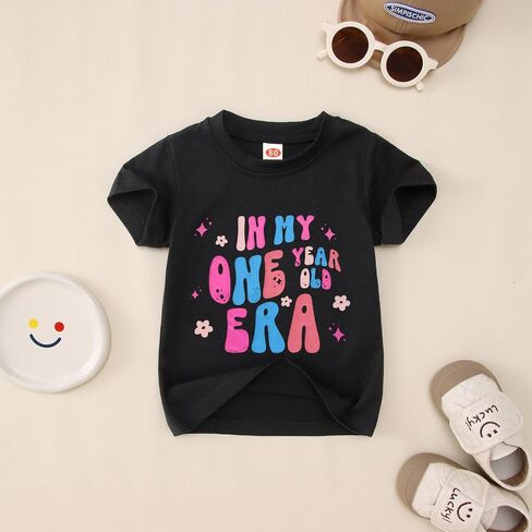 Baby Girls First Birthday Outfit 1st Birthday Shirt in My One Year Old Era Tshirt Bday Party Short Sleeve Tee Tops in Saudi Arabia