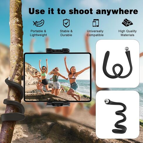 حامل الكمبيوتر اللوحي Gooseneck، حامل الهاتف المحمول للدراجة، جهاز المشي، عربة الأطفال، التسوق، القارب، السرير، حامل iPad يدور 360 درجة لحامل الميكروفون متوافق مع جميع الأجهزة اللوحية والهواتف الذكية مقاس 4.7-12.9 بوصة in Kuwait