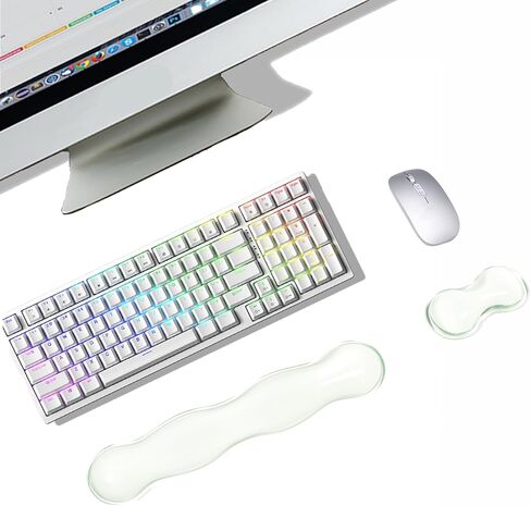Clear Gel Keyboard Wrist Rest Set, Keyboard Wrist Rest Pad & Mouse Wrist Rest for Office with Non-Slip PU Base，Cooling Gel Wrist Rest for Computer Laptop and Pain Relief Wish Gift Clear Color in Saudi Arabia
