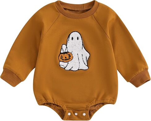 Newborn Halloween Baby Clothes Infant Girl Boy Letter Print Crew Neck Sweatshirt Romper Long Sleeve Jumpsuit in Saudi Arabia