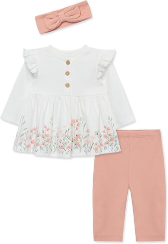 Little Me Baby Girls' 3-Piece 100% Cotton, Tunic, Legging and Headband Set, 3 Months to 24 Months in Saudi Arabia