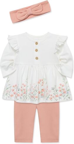 Little Me Baby Girls' 3-Piece 100% Cotton, Tunic, Legging and Headband Set, 3 Months to 24 Months in Saudi Arabia