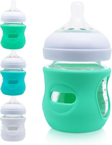Silicone Sleeve for Avent Natural Glass Baby Bottles 4 oz, Set of 3 Anti-Breakage Glass Baby Bottle Cover Mixed Color Silicone Bottle Sleeve in Saudi Arabia