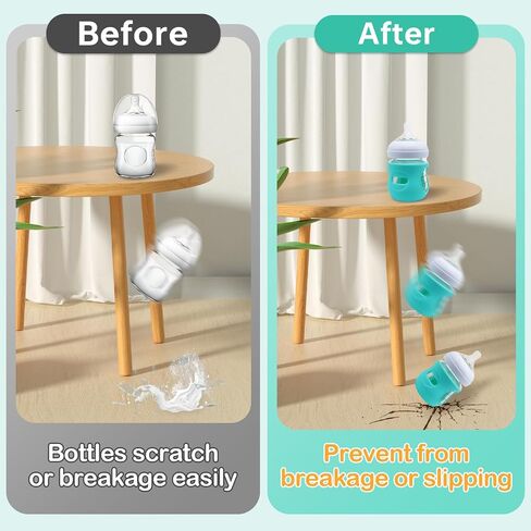 Silicone Sleeve for Avent Natural Glass Baby Bottles 4 oz, Set of 3 Anti-Breakage Glass Baby Bottle Cover Mixed Color Silicone Bottle Sleeve in Saudi Arabia
