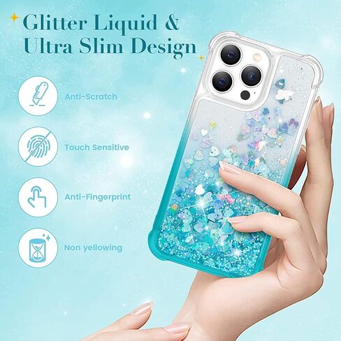 14 Pro Glitter Case Compatible with iPhone 14 Pro 5G, Full Body Glitter Bling Flowing Liquid Floating Gradient Cases, Soft TPU Bumper Shockproof Protective Cover (Rose) in Saudi Arabia