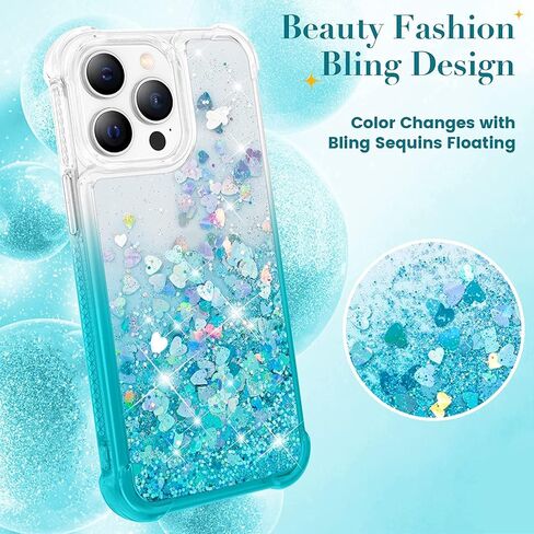 14 Pro Glitter Case Compatible with iPhone 14 Pro 5G, Full Body Glitter Bling Flowing Liquid Floating Gradient Cases, Soft TPU Bumper Shockproof Protective Cover (Rose) in Saudi Arabia