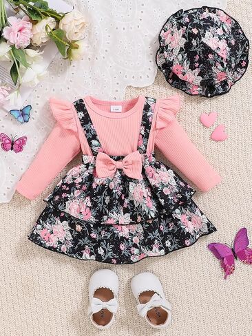 Baby Girl Dress Infant Dresses Summer Clothes Short Sleeve Overall Outfits Skirt Headband in Saudi Arabia
