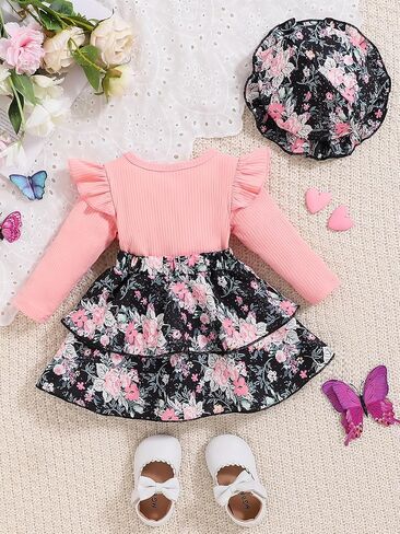 Baby Girl Dress Infant Dresses Summer Clothes Short Sleeve Overall Outfits Skirt Headband in Saudi Arabia
