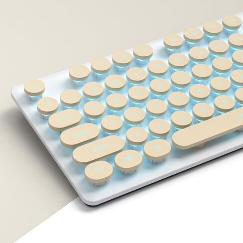 Full Size Blue Typewriter Keyboard,104-Key Retro Punk Keyboard Round keycap with LED Blue Backlight,Silent Keyboard Wired USB, Compatible with PC/Laptop/Computer Keyboard(V300/Blue) in Saudi Arabia
