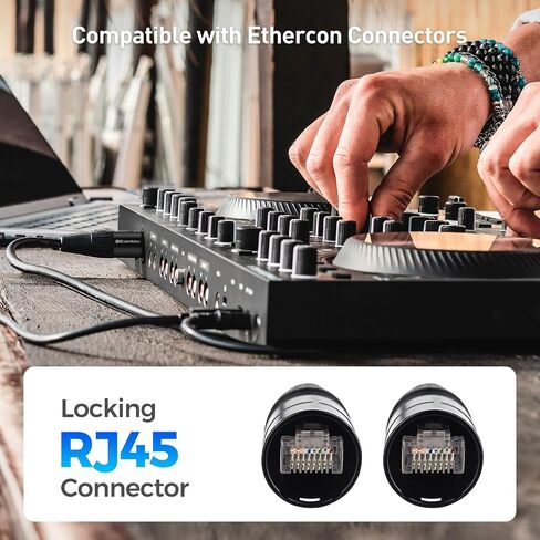 Cable Matters Shielded Cat6 Ethernet Cable Compatible with EtherCON RJ45 Connectors in Black - 30 ft for Professional Audio, Video, and Networking Applications in Kuwait
