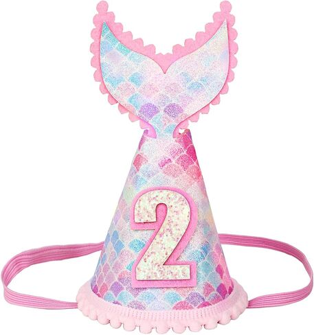 Baby Girls First Birthday Hat 1st Mermaid Tail Birthday Crown Princess Birthday Party Supplies in Saudi Arabia