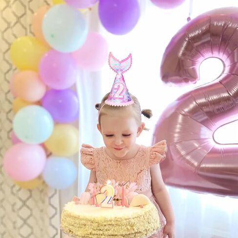 Baby Girls First Birthday Hat 1st Mermaid Tail Birthday Crown Princess Birthday Party Supplies in Saudi Arabia