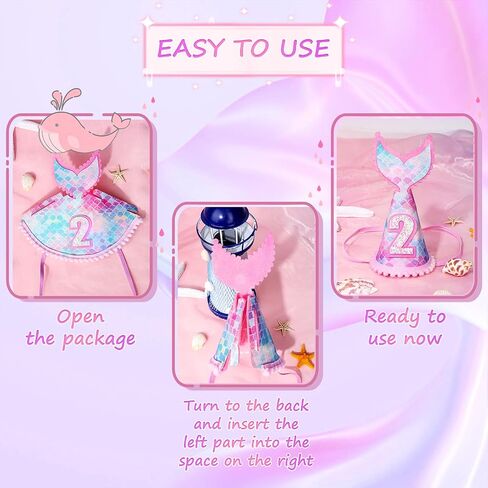 Baby Girls First Birthday Hat 1st Mermaid Tail Birthday Crown Princess Birthday Party Supplies in Saudi Arabia