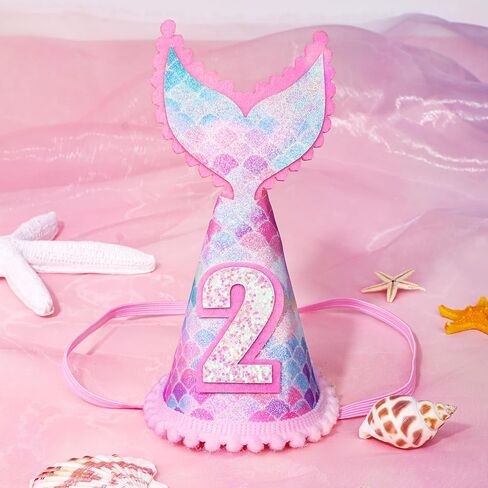 Baby Girls First Birthday Hat 1st Mermaid Tail Birthday Crown Princess Birthday Party Supplies in Saudi Arabia