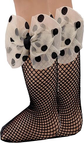 Baby Girls Kids Mesh Socks Bow Fishnet Ankle High socks Lace Fish Net Vintage back bow Short Sock(W3) in Kuwait