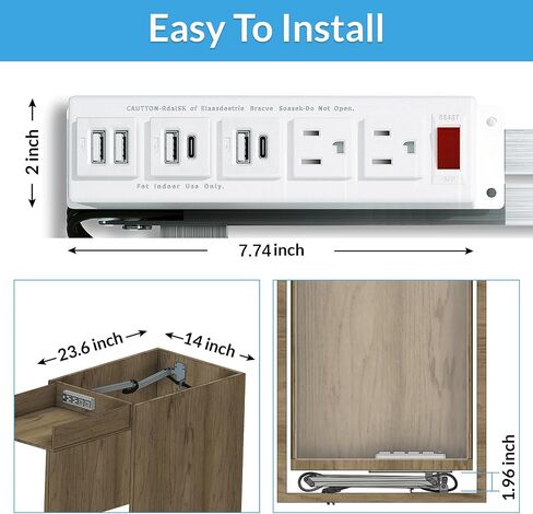 طقم مخارج الدرج مع محطة شحن سريعة PD20W USB-C (2)، USB-A (4)، منافذ تيار متردد (TR) (15 أمبير) (2)، كابل طاقة (14 AWG) للخزائن in Saudi Arabia