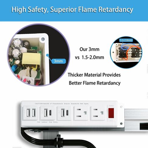 طقم مخارج الدرج مع محطة شحن سريعة PD20W USB-C (2)، USB-A (4)، منافذ تيار متردد (TR) (15 أمبير) (2)، كابل طاقة (14 AWG) للخزائن in Saudi Arabia
