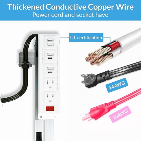 طقم مخارج الدرج مع محطة شحن سريعة PD20W USB-C (2)، USB-A (4)، منافذ تيار متردد (TR) (15 أمبير) (2)، كابل طاقة (14 AWG) للخزائن in Saudi Arabia