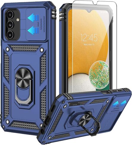 for Galaxy A13 5G Phone Case,with HD Screen Protector,[Slide Camera Cover], Military Grade Rugged Drop Protective Case with Magnetic Shockproof Kickstand for Samsung A13 5G (Red) in Saudi Arabia