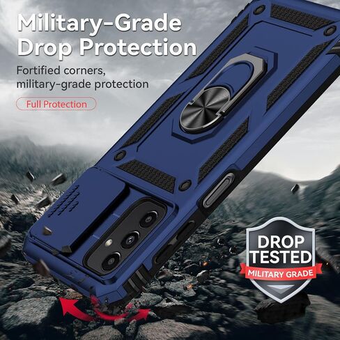for Galaxy A13 5G Phone Case,with HD Screen Protector,[Slide Camera Cover], Military Grade Rugged Drop Protective Case with Magnetic Shockproof Kickstand for Samsung A13 5G (Red) in Saudi Arabia