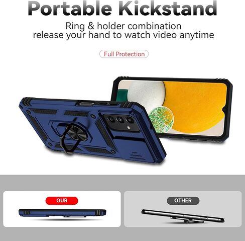for Galaxy A13 5G Phone Case,with HD Screen Protector,[Slide Camera Cover], Military Grade Rugged Drop Protective Case with Magnetic Shockproof Kickstand for Samsung A13 5G (Red) in Saudi Arabia