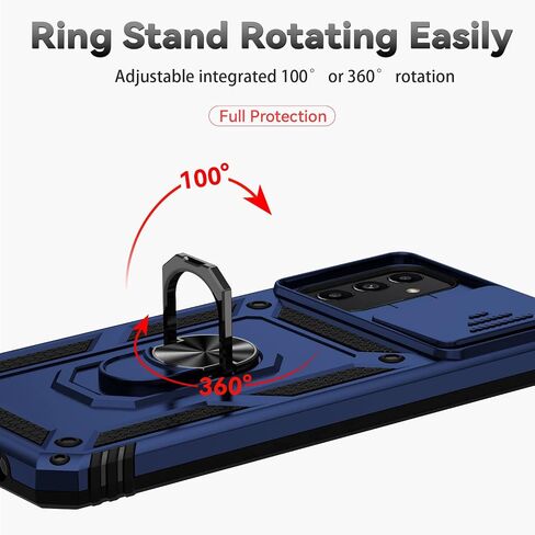 for Galaxy A13 5G Phone Case,with HD Screen Protector,[Slide Camera Cover], Military Grade Rugged Drop Protective Case with Magnetic Shockproof Kickstand for Samsung A13 5G (Red) in Saudi Arabia