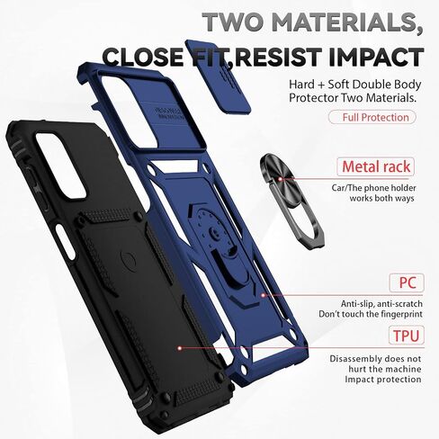 for Galaxy A13 5G Phone Case,with HD Screen Protector,[Slide Camera Cover], Military Grade Rugged Drop Protective Case with Magnetic Shockproof Kickstand for Samsung A13 5G (Red) in Saudi Arabia
