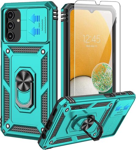 for Galaxy A13 5G Phone Case,with HD Screen Protector,[Slide Camera Cover], Military Grade Rugged Drop Protective Case with Magnetic Shockproof Kickstand for Samsung A13 5G (Red) in Saudi Arabia