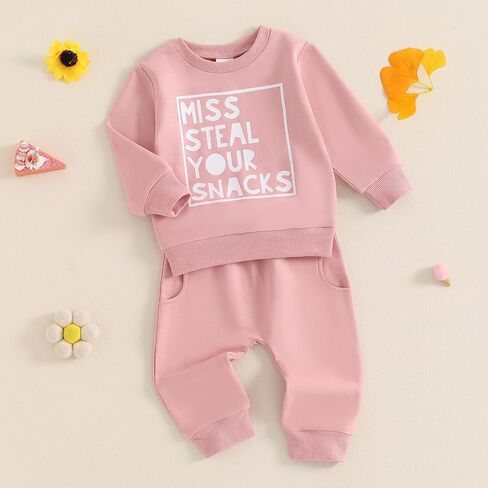 Sejardin Toddler Baby Girl Fall Clothes Infant Outfit Letter Print Long Sleeve Pullover Sweatshirts and Jogger Pants Set in Saudi Arabia
