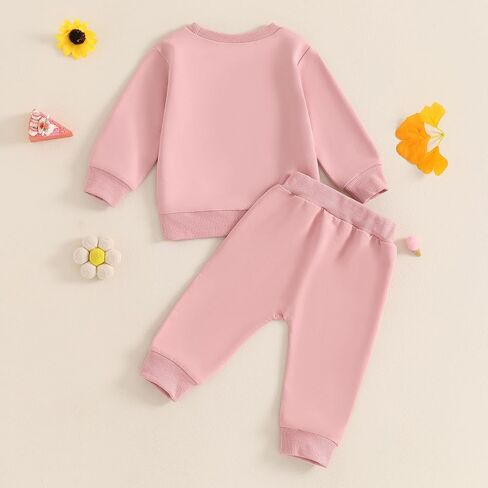 Sejardin Toddler Baby Girl Fall Clothes Infant Outfit Letter Print Long Sleeve Pullover Sweatshirts and Jogger Pants Set in Saudi Arabia