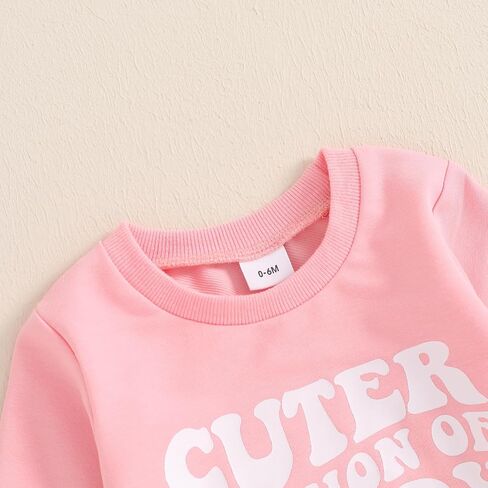 Toddler Baby Girl Fall Clothes Infant Outfit Letter Print Long Sleeve Pullover Sweatshirts and Jogger Pants Set in Kuwait