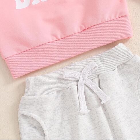 Toddler Baby Girl Fall Clothes Infant Outfit Letter Print Long Sleeve Pullover Sweatshirts and Jogger Pants Set in Kuwait