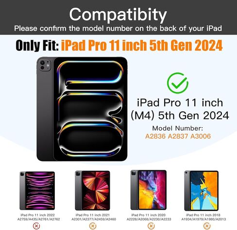 XIWMIX Keyboard Case for iPad Pro 11 inch (M4) 5th Generation 2024, 7 Colors Backlit Wireless Bluetooth Detachable Folio Rechargeable Keyboard Cover with Pencil Holder for iPad Pro 11" 5th Gen, Black in Saudi Arabia