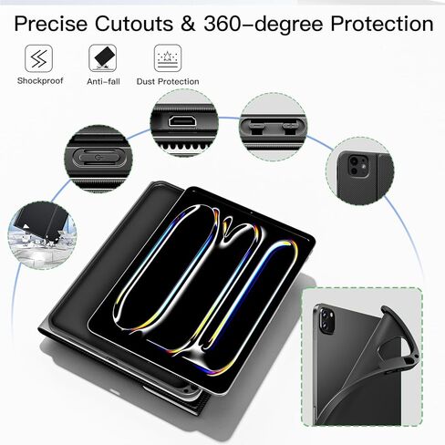 XIWMIX Keyboard Case for iPad Pro 11 inch (M4) 5th Generation 2024, 7 Colors Backlit Wireless Bluetooth Detachable Folio Rechargeable Keyboard Cover with Pencil Holder for iPad Pro 11" 5th Gen, Black in Saudi Arabia