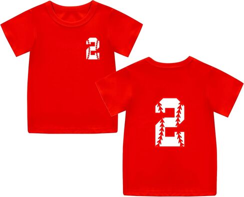 Mowbeat Toddler Baseball T Shirts 2nd Birthday Shirt Boy 3rd 4th 5th Birthday Boy Shirt Short Sleeve Cotton in Kuwait
