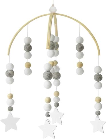 AONTUS Baby Crib Mobiles Wooden Wool Beads for Children Boys Girls Babies Bed Room Decoration Pendant (White Ash Leaves) in Saudi Arabia