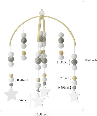 AONTUS Baby Crib Mobiles Wooden Wool Beads for Children Boys Girls Babies Bed Room Decoration Pendant (White Ash Leaves) in Saudi Arabia