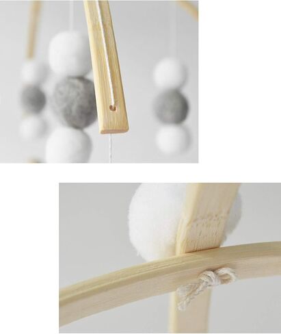 AONTUS Baby Crib Mobiles Wooden Wool Beads for Children Boys Girls Babies Bed Room Decoration Pendant (White Ash Leaves) in Saudi Arabia