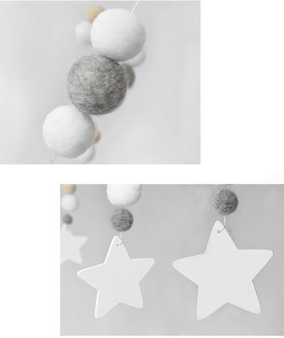 AONTUS Baby Crib Mobiles Wooden Wool Beads for Children Boys Girls Babies Bed Room Decoration Pendant (White Ash Leaves) in Saudi Arabia