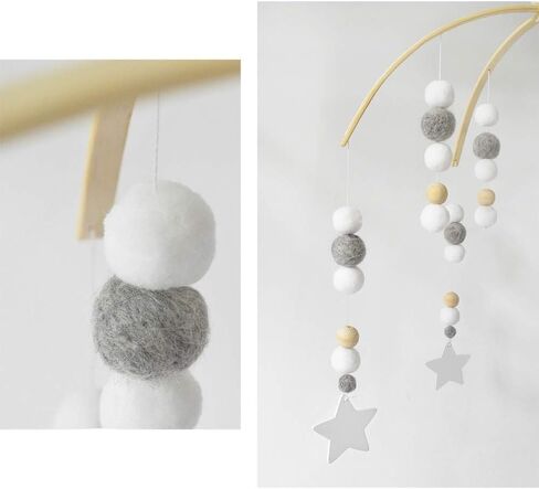 AONTUS Baby Crib Mobiles Wooden Wool Beads for Children Boys Girls Babies Bed Room Decoration Pendant (White Ash Leaves) in Saudi Arabia
