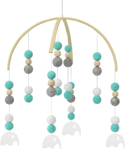 AONTUS Baby Crib Mobiles Wooden Wool Beads for Children Boys Girls Babies Bed Room Decoration Pendant (White Ash Leaves) in Saudi Arabia